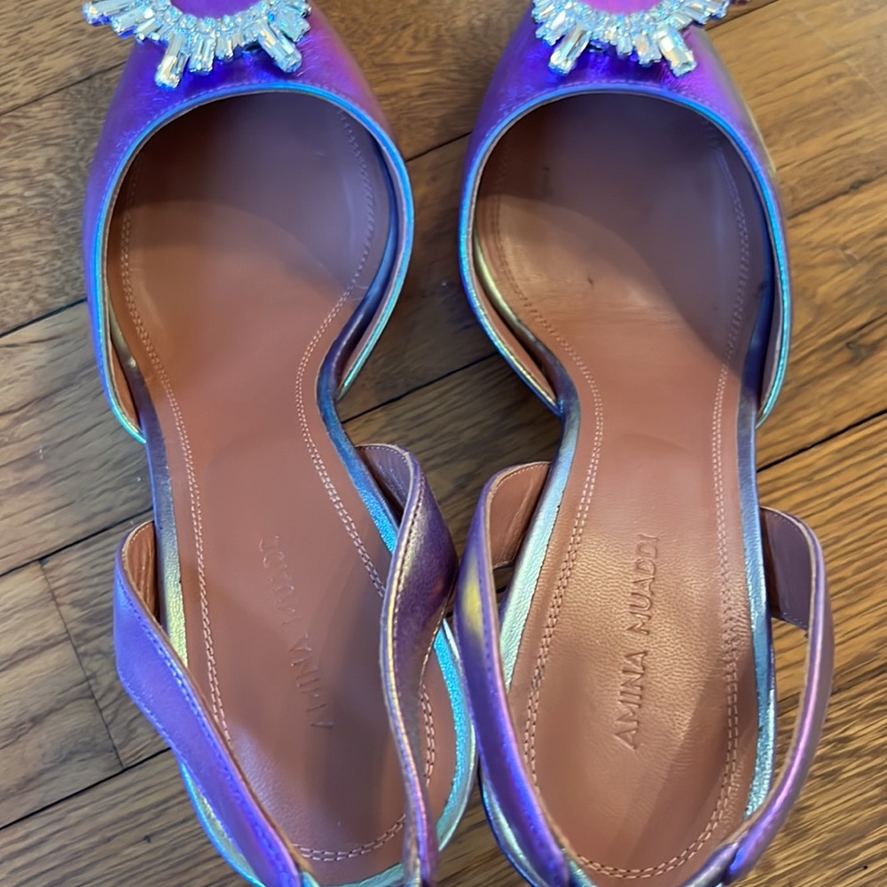 AMINA MUADDI iridescent Begum Leather Slingback Pumps - Picture 6 of 12